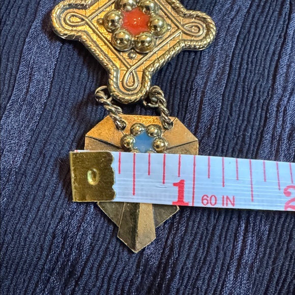 Vintage Dangling Multi-Section Brooch – Enamel Accents. 1970s to 1980s. - Picture 8 of 8